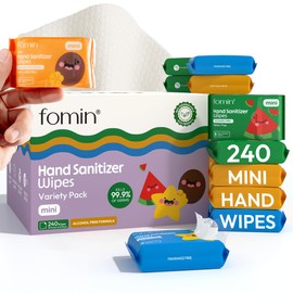 Fomin Mini Hand Sanitizer Wipes 30 Pack (8 Count) - Variety Pack Mini Wet Wipe - pH Balanced, Biodegradable, Antibacterial On The Go Hand Sanitizing Wipes - Hypoallergenic, Plant-Based Travel Wipe