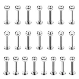 22PCS 16g Stainless Steel Lip Rings Set - Perfect for Lip, Tragus, Cartilage, and Helix Piercings, Includes Different Post Lengths 6-12mm. Get Stylish with Surface and Vertical Labret Jewelry, Helix Piercings (post length 8mm)