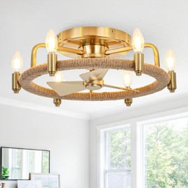 Vaczon 20.3" Caged Ceiling Fan with Light Vintage Fandelier with Remote Control, 6-Speed Reversible Motor, Timing, Industrial Retro Chandelier Ceiling Fan for Living Room, Dining Room, Bedroom