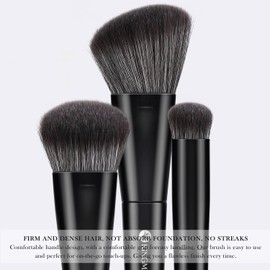 KINGMAS Kabuki Makeup Brushes, 3Pcs Angled Foundation Brush & Contour Concealer Brush Under Eye & Blusher Brush for Face Blush Bronzer Travel Buffing Stippling Contour Liquid Blending Makeup Brush set