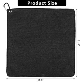 Ymapinc 2 Pcs Microfiber Golf Towels with Carabiner Clip, Ultra Absorbent Towel for Men Women Golf Bag Accessories (Black)
