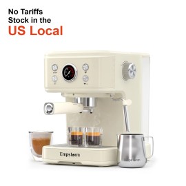 For Empstorm 20 Bar Programmable Espresso Machine 1.5 L Water Tank Electric Milk Frother Steam Latte & Cappuccino Makercolor: White, plug type: US, voltage (v): 110-120 V