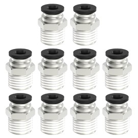 Hoodutric Push to Connect Fittings, 6mm Tube OD x 1/4 Inch NPT Thread Push to Connect Fitting Male Straight Quick Connect Fittings- 10 Pack