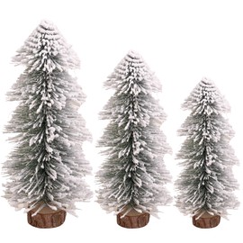 (15/20/25 cm) 3 Pieces Mini Christmas Tree Artificial Christmas Tree Table Christmas Tree Small Miniature Fir Tree with Snow Effect Green Christmas Decoration Christmas Table Decoration for DIY Crafts