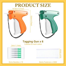 6 Pack Tagging Guns for Clothing Retail Price Tag Attacher Gun Clothing Label Tagging Machine Garment Tag Applicator for Boutique Store Warehouse Consignment Garage (Orange, Green)