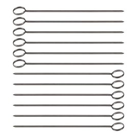 Great Credentials 10-Inch Long Stainless Steel Skewers, Ring-Tip Handle, 1-Dozen