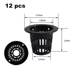 BENLIUDH 2.75inch Garden Plastic Slotted Mesh Net Cups Pots, Round Net Cups Pots Plant Net Pot Bucket Basket for Hydroponics (12)