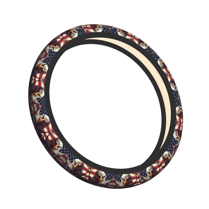 Yiohaha Bald Eagle with an American Steering Wheel Cover 15