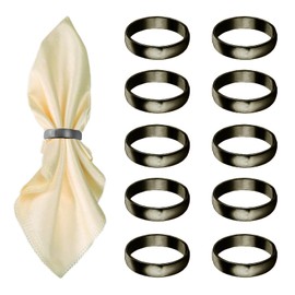 Grey Napkin Rings-10 Pcs Stainless Steel Napkin Rings,Metal Napkin Ring for Table Settings Wedding Christmas Party Dinner Table