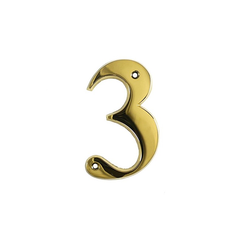 Beautiful 3 Inch Bevelled Edge Polished Gold Door Number 3