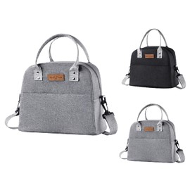 Darbermu Lunch Bag, Insulated Lunch Bags Large Capacity Lunch Tote Bags Waterproof Portable Lunch Tote Bag with Adjustable Shoulder Strap for Work School Picnic Camping BBQ Outdoor (Grey) (246)