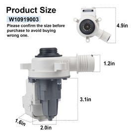 Upgraded W10919003 W10775446 Washer Drain Pump Replacement Compatible With Whirl-pool Ken-more Am-ana May-tag Washing Machine Water Drain Pump Motor Replace 4461359 AP6038235 PS11770076 EAP11770076