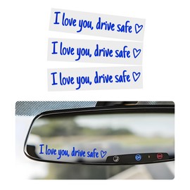 Wevdn 3 PCS I Love You Drive Safe Sticker, Funny Waterproof Car Rearview Mirror Decal with Heart, Self Affirmations Sticker with Drive Safe Letters for Car Window Bumper Women Gift (Blue)