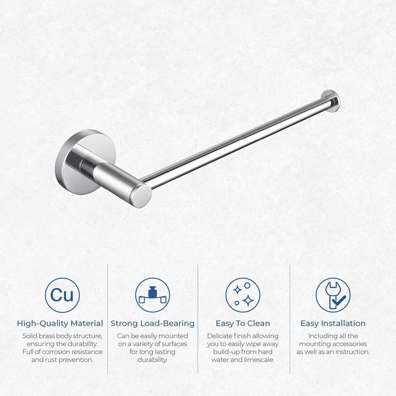 KIBI Circular 10-Inch Bathroom Towel Bar – Solid Brass Construction,