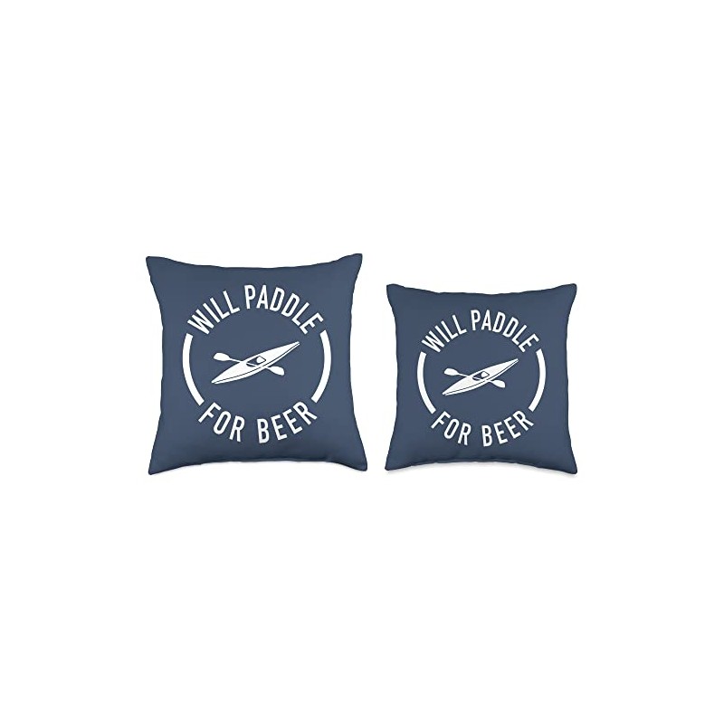 Will Paddle For Beer Kayaking Throw Pillow