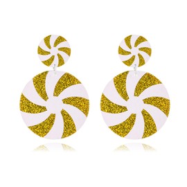 Handmade Christmas Candy Earrings for Women Lightweight Glitter Acrylic Christma Earrings Cute Candy Christmas Earrings for Festival New Year Party (Glitter Gold Candy)