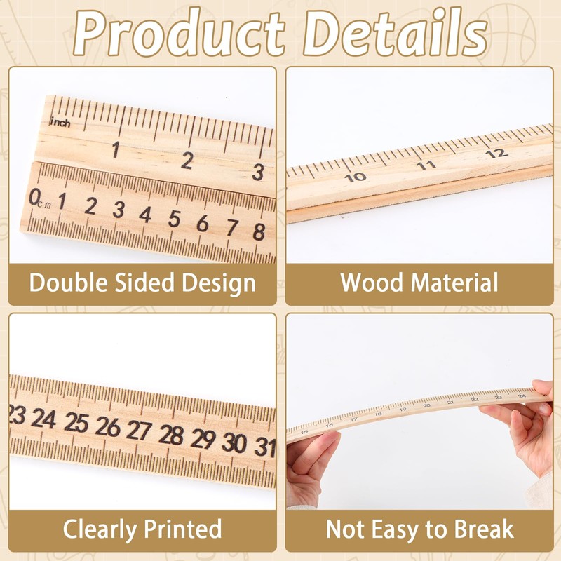 gisgfim 36 Pack 39 Inches Wood Double Sided Meter Stick