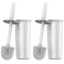 MR.SIGA Toilet Bowl Brush and Holder for Bathroom, White, 2 Pack