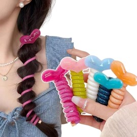 Spiral Hair Ties Scrunchies Telephone Wire Hair Bands No Crease Ponytail Spiral Braided Hair Ties for Women Girls Hair Accessories 5pcs