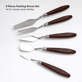 Noble foods 5 Pcs Stainless Steel Artists Palette Knife Knives Set Thin and Flexible for Oil Painting, Acrylic Mixing etc.