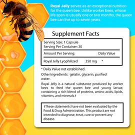 Organic Royal Jelly Capsules – Pure Bee-Derived Powder by Beekeepers, Nutritional Supplement for Immune Support, Energy Boost & Brain Health, 30-Day Supply for Men and Women