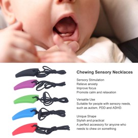 Collar de Masticación Sensorial para Autismo TDAH, Alivio de la Ansiedad, Mordedor, Ayuda Motora Oral, 5 Piezas