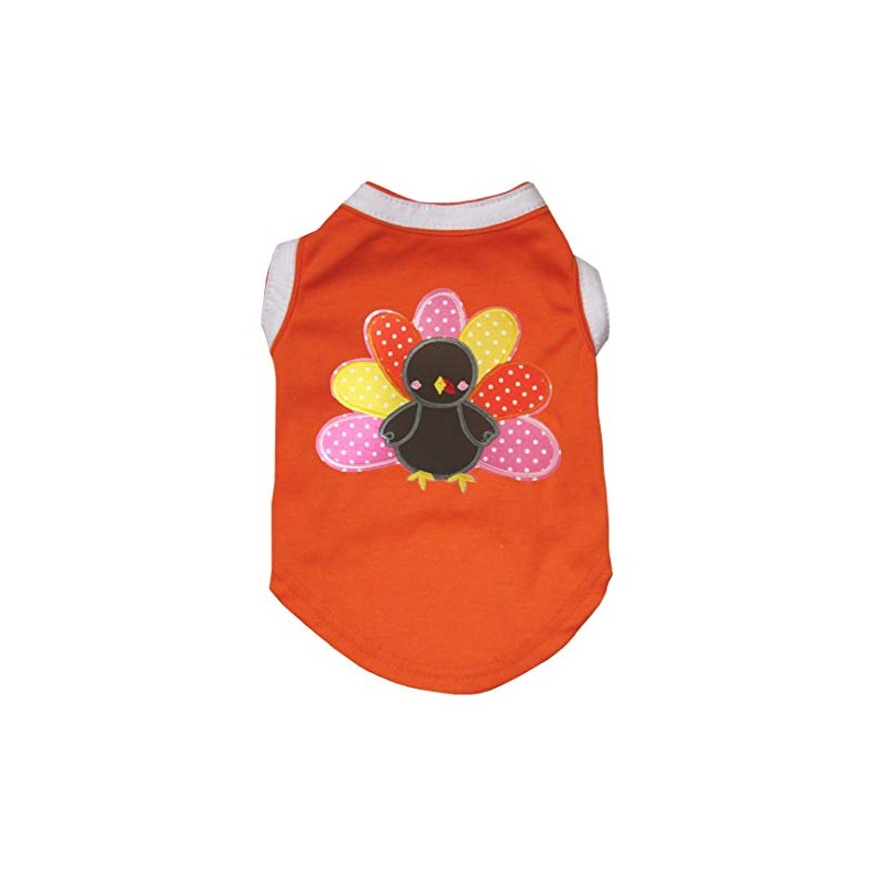 Petitebella Rainbow Turkey Puppy Camisa para perro (naranja, pequeña)