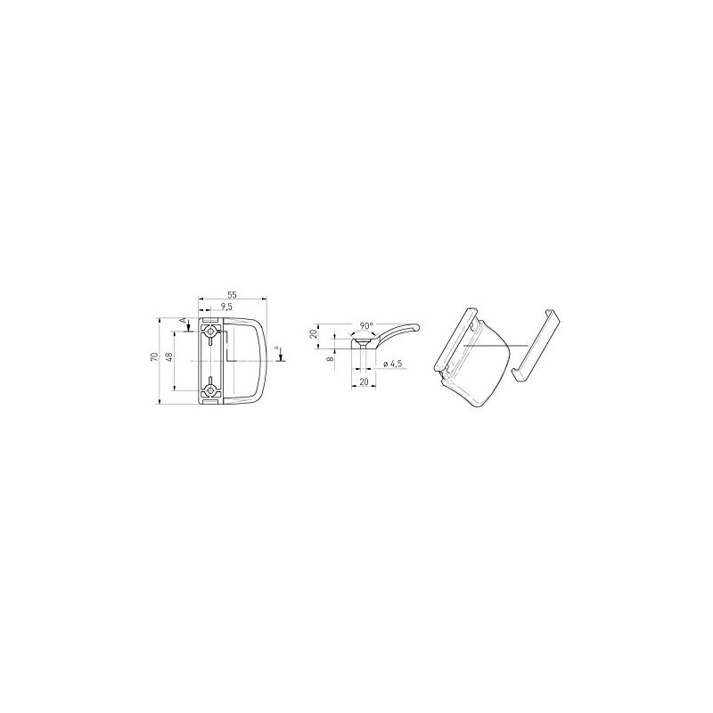 Silisto Balcony Door Handle, 7 x 4.5 x 12 mm,
