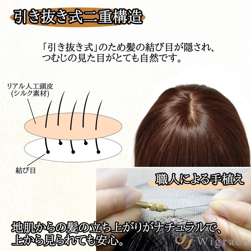 Wigrace Domestic Brand 100% Human Hair Full Hand Planted Hairpiece