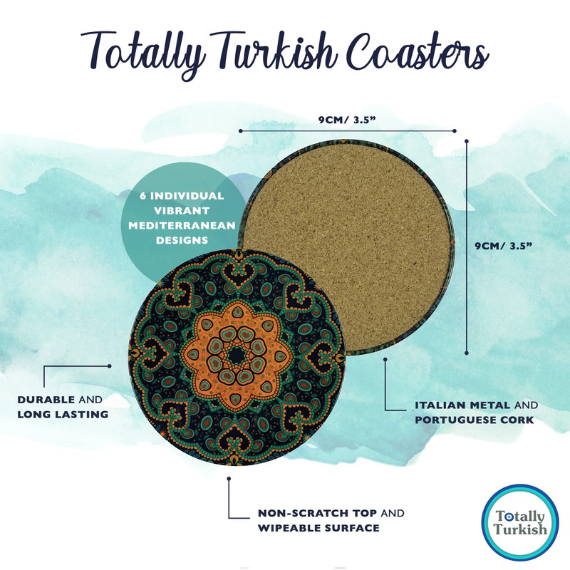 Totally Turkish – Patterned Drink Coasters Set of 6 –
