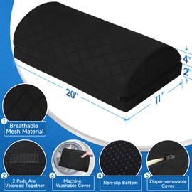 CushZone Foot Rest,Desk & Gaming Accessories,Foot Rest for Under Desk at Work,Comfortable Footrest with 2 Adjustable Heights & Removable Cover, Office Desk Accessories（Black-20 in）