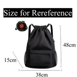 SWEDOU Drawstring Backpack Bags for Gym,Sport Basketball PE Swimming PE Backpack for Women Waterproof Drawstring Sackpacks Bags for Daily Working and Camping-Black