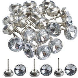 pson 30 Pack 16mm Clear Upholstery Tacks, Diamond Decorative Push Pins, Diamond Tuft Sofa Nails, Crystal Head Furniture Tack Nails for DIY, Crafts, Bedroom