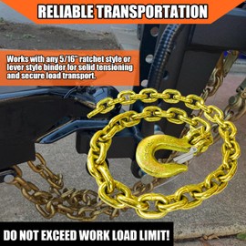 YATOINTO YATOINTO 2-Pack Grade 80 Trailer Safety Chain 36 Inch with 5/16' Clevis Snap Hook | Heavy Duty Transport Chain WLL 21,000 lbs for Towing