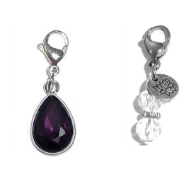 Hidden Hollow Beads Clip On Charm, Bag, Purse, Handbag, Message, Keychain, Zipper Pull, Bracelets, Necklaces, Jewelry (Birthstone February)