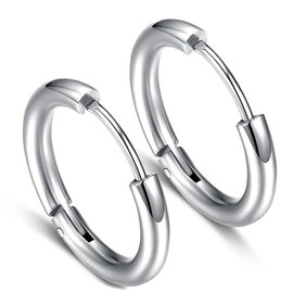 316L Surgical Stainless Steel Huggie Hoop Earrings 12mm Silver Hypoallergenic Earrings Hoop Cartilage Helix Lobes Hinged Sleeper Earrings For Men Women(E02:12mm Silver(THK 2.0mm))