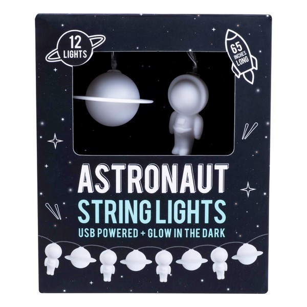 Fizz Creations Astronaut String Lights. Glow in The Dark USB
