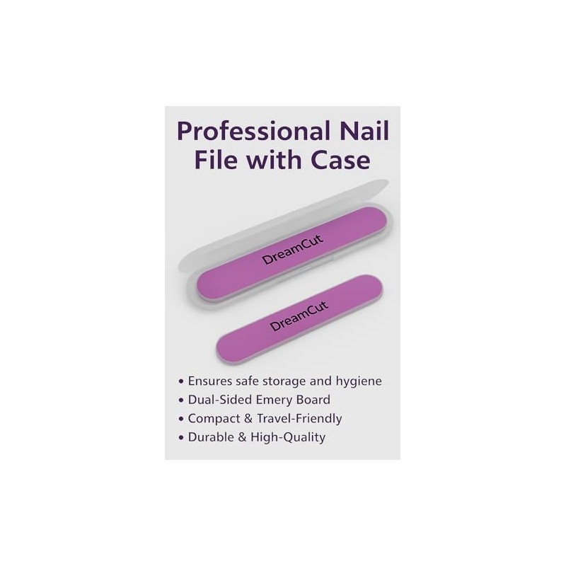 DreamCut Lima de uñas con estuche: lima de uñas portátil