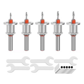 YUENTOEN Countersink Drill Bit Set, 5Pcs Pilot Drill Bits Depth Adjustable, 90° Wood Hole Countersink Drill with Stop Screw Hole, 8mm Shank