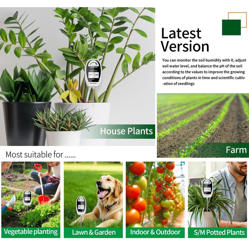 AiGerdinn Soil Test Kit, 2-in-1 Soil Moisture Meter, Soil pH
