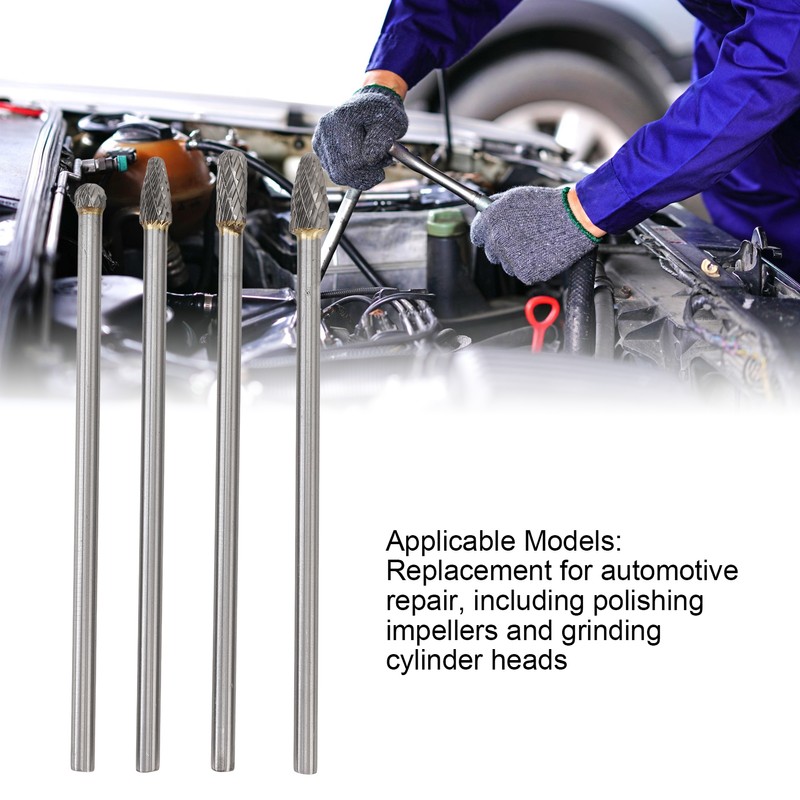 4pcs 6mm Tungsten Steel Carbide Rotary Burr Set Fits Rotary