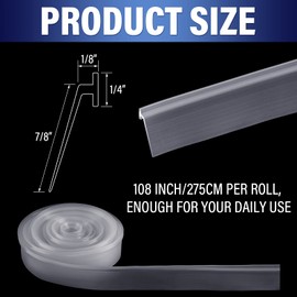 Treela Swing Doors Bathroom Seal 108 Inch Shower Door Seal Strip Silicone Shower Bottom Waterproof Door Sweep Replacement Seal for Home Bathroom Shower(Clear,Incline T Style)
