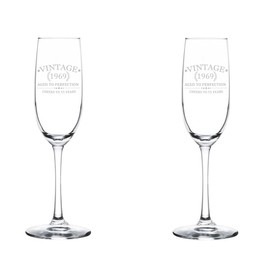 MIP Set of 2 Glass Champagne Flutes Sparkling Wine Glasses Cheers To 55 Years Vintage 1969 55th Birthday (8 oz Stemmed)