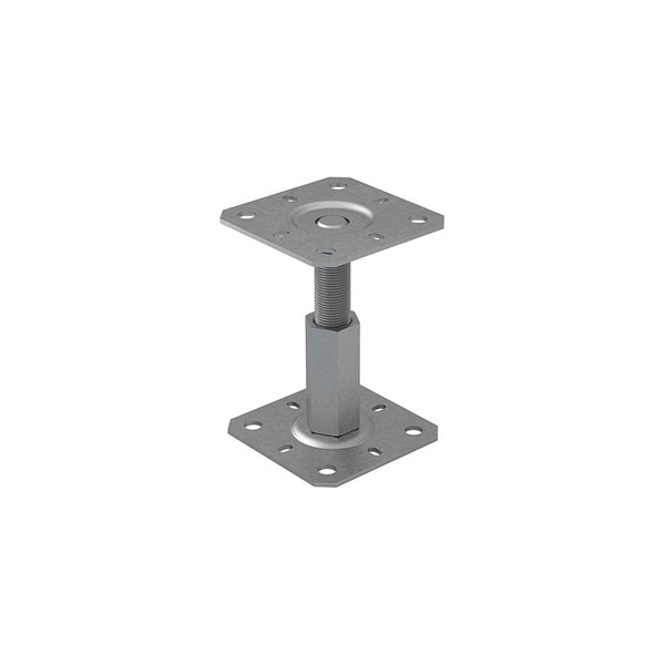 Galvanised 100-150mm Height Adjustable Elevated Post Base Support (Size: 100 x 100mm)