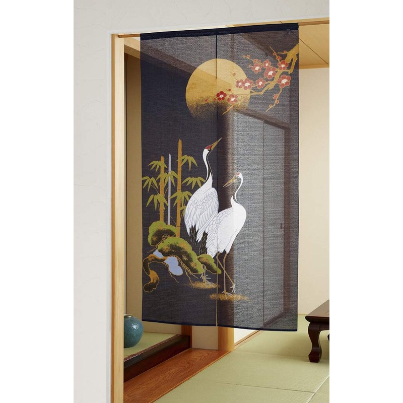 Pleasure Noren, Crane, Shochikubai, Width 33.5 x Length 59.1 inches