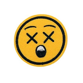 Smiley Face Emoji Iron On Patch-Cross eyes