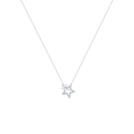 Elli Necklace 925 Silver Star Cut-Out Pendant Chain Women's Crystal Jewellery Gifts for Women Girls Mum Girlfriend Silver Chain Length 45 cm, Silver, Crystal