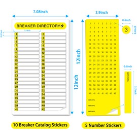 STARLIBOO 16 Sheets Breaker Panel Labels, Electrical Box Sticker Numbers Breaker Panel Labels, Waterproof Durable Self-Adhesive Electrical Stickers- Yellow