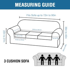 H.VERSAILTEX Modern Velvet Plush 4 Piece High Stretch Sofa Slipcover Furniture Protector Form Fit Luxury Thick Sofa Cover for 3 Cushion Couch, Machine Washable Width Up to 90 Inch(Sofa,Ivory)