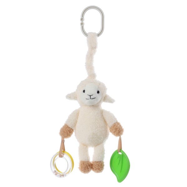 Apricot Lamb Baby Stroller or Car Seat Activity and Teething Toy, Features Plush Lamb Sheep Character, Gentle Rattle Sound & Soft Teether, 8.5 Inches